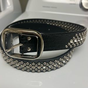 Western black leather rhinestone belt purchased at Harley Davidson